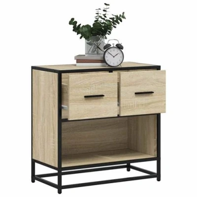 Image de vidaXL Table de chevet chêne sonoma 60x31x60 cm bois ingénierie métal848695