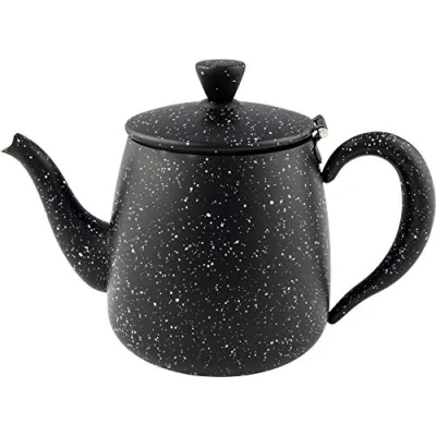 Afbeelding van Café Olé PT 048BG Premium theepot van hoogwaardig roestvrij staal, 1,35 l, zwart graniet, druppelvrije schenktuit, holle handgrepen en klapdeksel, l