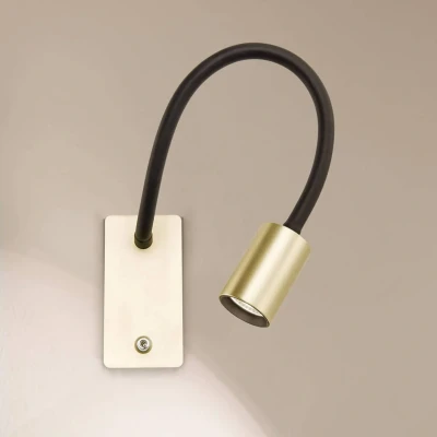 Afbeelding van LED wandlamp Kurt messing mat met flexibele arm