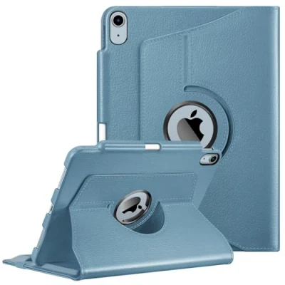Afbeelding van Fintie Case voor iPad Air 5e generatie 2022 / 4. Generation 2020 10,9 inch met Potlood Houder 360 graden verstelbare beschermhoes cover standaard, Auto Sleep/Wake, (Dunstblauw)