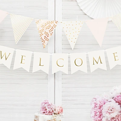 Afbeelding van Partydeco Letterslinger Welcome wit