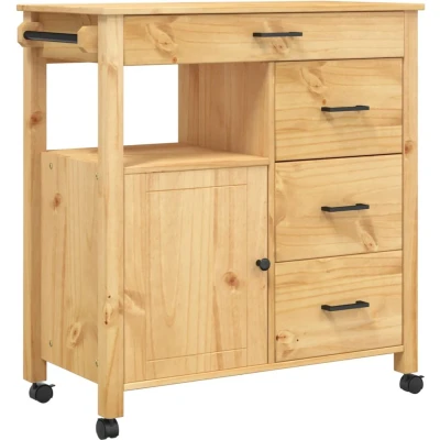 Afbeelding van Keukentrolley MONZA 84x40x90 cm massief grenenhout