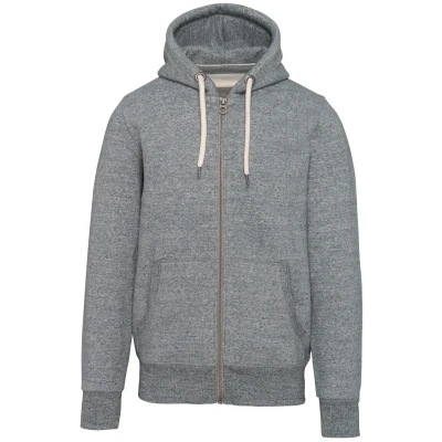 Afbeelding van Kariban Vintage herensweater met rits en capuchon KV2306 Slub Grey Heather