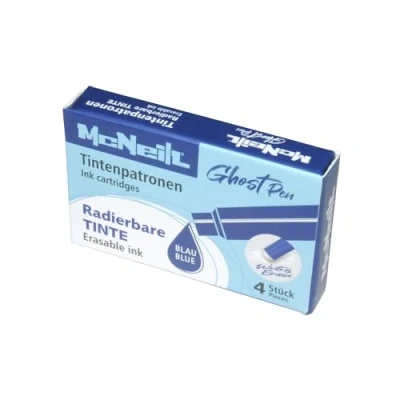 Afbeelding van McNeill Lot de 4 Cartouches d&#039;encre Ghost Pen Bleu Encre thermique effaçable pour stylo plume rechange en différentes couleurs Écriture nette et effacement sans résidus