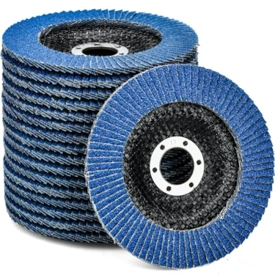 Afbeelding van HATANSE Set van 10 lamellenslijpschijven Ø 125 mm x 22 korrel 60 slijpschijven voor haakse slijper en polijstmachine blauw