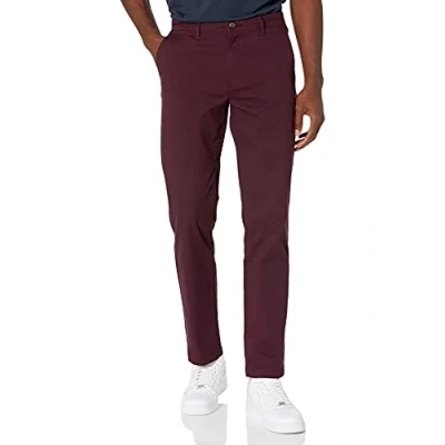 Image de Amazon Essentials Pantalon chino extensible décontracté pour homme, coupe droite, bordeaux, 106,7 x 76,2 cm (l L)