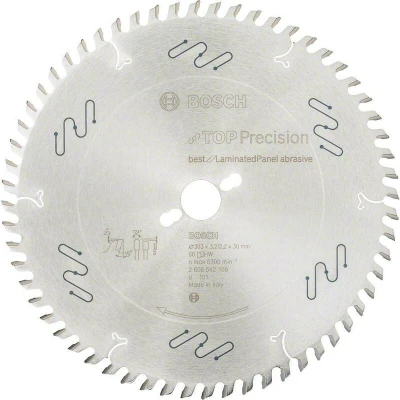 Image de BOSCH 2608642106 Lame de scie circulaire Top Precision Best for Laminated Panel, Abrasif 303 x 30 3.2 mm, 60T
