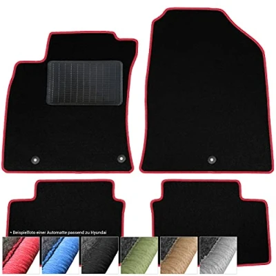 Afbeelding van moto MOLTICO Set van 4 zwarte fluwelen automatten voor Hyundai i30 III vanaf 2017 (siernaden)