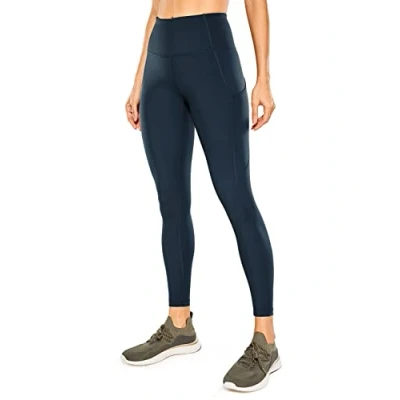 Afbeelding van CRZ YOGA Sportlegging voor dames, fitness, hoge taille, lichte stof, met zak 63 cm, Echte marine