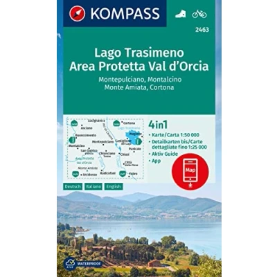 Afbeelding van KOMPASS Wanderkarte 2463 Lago Trasimeno, Area Protetta Val d&#039; Orcia, Montepulciano, Montalcino, Monte Amiata, Cortona 1:50.000