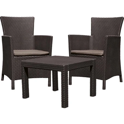 Afbeelding van Tuinmeubel set 3 elementen Rosario bruin imitatie rotan tricot Curver