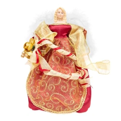 Afbeelding van The Christmas Workshop 82000 Kerstboomversiering in de vorm van een engel, rood/goud, 30,5 cm