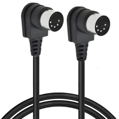Afbeelding van 5 pins DIN 90 graden haakse MIDI kabel mannelijk naar voor muziekmixer, apparaat, toetsenbord (1 meter)