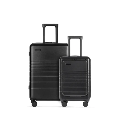 Afbeelding van ETERNITIVE Reiskoffer van ABS, harde koffer met TSA slot, 360 rolkoffer, zwart., 2 delige set (S + M)