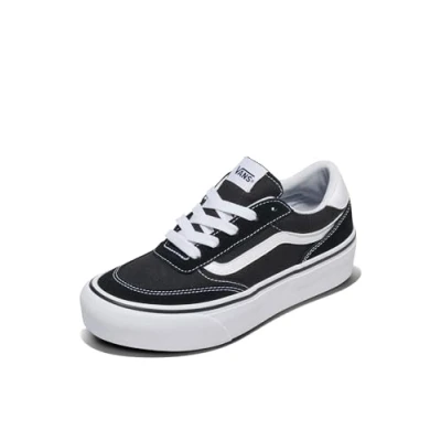 Afbeelding van Vans Brooklyn LS Platform Sneakers voor dames, Zwart en wit suède canvas, 35 EU
