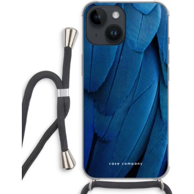 Afbeelding van Case Company® hoesje met Koord geschikt voor iPhone 14 Pauw Telefoonhoesje Zwart Extra Bescherming aan alle Kanten en Over de Schermrand