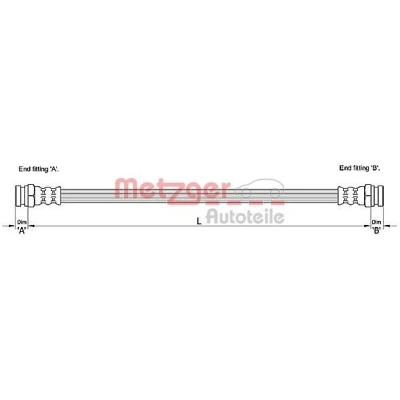 Afbeelding van METZGER 4110229 Remslang 258 HYUNDAI: Getz
