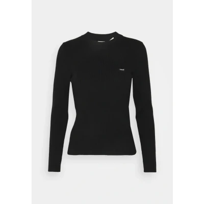 Afbeelding van Levi&#039;s dames Caviar ribgebreide sweater met ronde hals in de kleur Zwart, maat: M