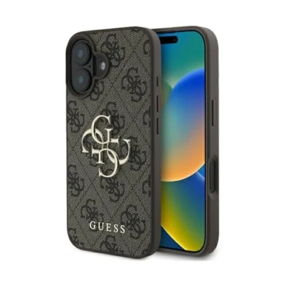 Afbeelding van Guess iPhone 16 Backcover hoesje 4G PU big Logo Bruin