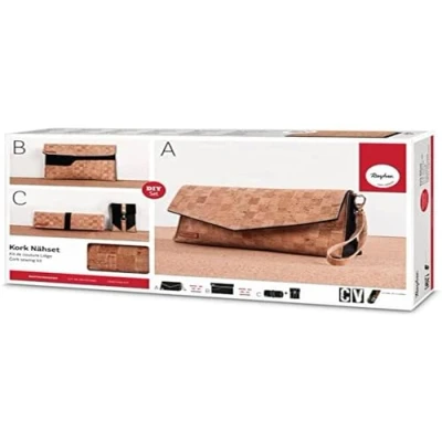 Afbeelding van Rayher 63033000 Naaiset, kurk naaitas, naai en knutselwerk, voor het maken van een kleine tas of d™, andere hoezen, 6 delig, meerkleurig