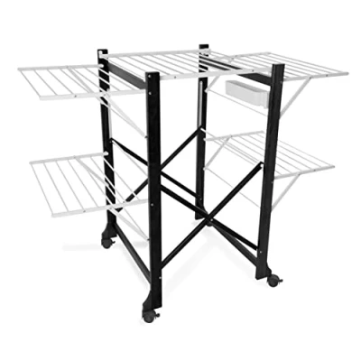 Afbeelding van Arredamenti Italia AR_IT 606 ALIANTE ZWART Uitschuifbaar droogrek, opvouwbaar, massief beuken, 132 x 105 67 cm, met droogoppervlak van 25 m, hout