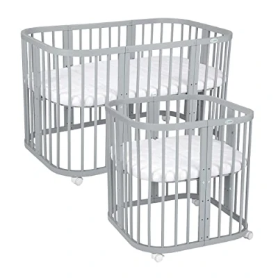 Afbeelding van Multifunctioneel 7 in 1 Babybed / peuterbed Grijs incl. matras