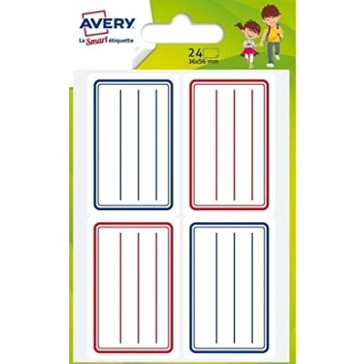 Afbeelding van Avery Ecol24 Notitielabels, 24 stuks, voor school 36 x 56 mm blauw en rood