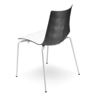 Afbeelding van Kantinestoelen Design Luisa Battaglia Antraciet kuip Wit frame