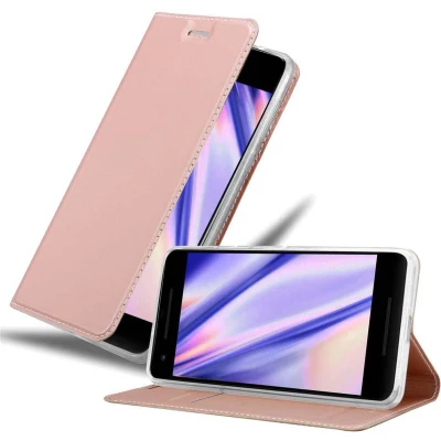 Afbeelding van Cadorabo Hoesje geschikt voor Google PIXEL 2 XL in CLASSY ROSE GOUD Beschermhoes met magnetische sluiting, standfunctie en kaartvakje Book Case Cover Etui