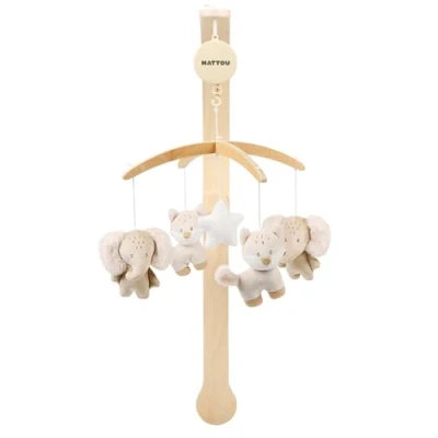 Afbeelding van Nattou FLO, ERNEST &amp; OLI Houten Muziekmobiel 50 cm Beige