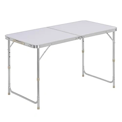 Afbeelding van WOLTU® CPT8122sg Campingtafel, inklapbaar, tuintafel, werktafel, balkontafel, in hoogte verstelbaar, aluminium, MDF, wit