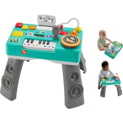 Image de Fisher Price HKT83 Rire et apprentissage Table de mixage DJ Musical Piano avec activités, lumières sons, assis debout, bébés à partir 6 mois, version UK