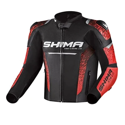 Afbeelding van SHIMA STR 2.0 Motorjack leer, sportjack met rugbescherming, ellebogen, schouders, geperforeerd voor 2 delige combinatie (50, rood)