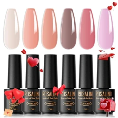 Afbeelding van ROSALIND Semi permanente nagellak, 6 kleuren, pastelbruin, uv led, soak off, gel, set ml