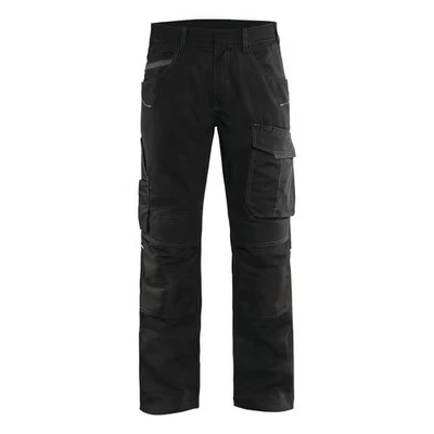 Image de Pantalon services stretch noir/gris foncé, boutons cachés