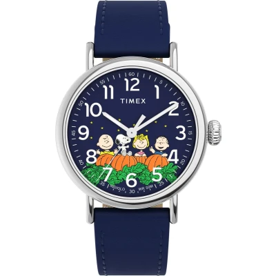 Afbeelding van Timex Peanuts Waterbury Standard TW2W72700 Horloge Leer Blauw Ø 40 mm