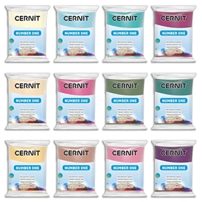 Afbeelding van CERNIT CE0900012K02C 12 stuks polymeerdeeg, pastelkleuren boetseerklei nr. 1 verschillende kleuren blokken van 56 g doe het zelf, volwassenen, creaties klei
