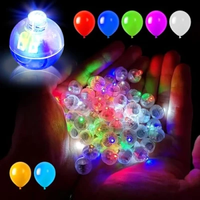 Afbeelding van 100 stuks mini ballonnen, kleurrijk, led, rond, herbruikbaar, voor Kerstmis, feest, verjaardag, Halloween