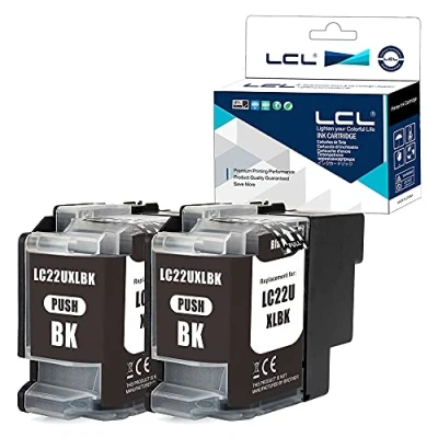 Image de LCL Cartouche d&#039;encre Compatible LC22U LC22UBK XL (2Noir) Remplacement pour Brother DCP J785DW MFC J985DW