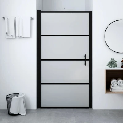 Afbeelding van Douchedeur mat 100x178 cm gehard glas zwart