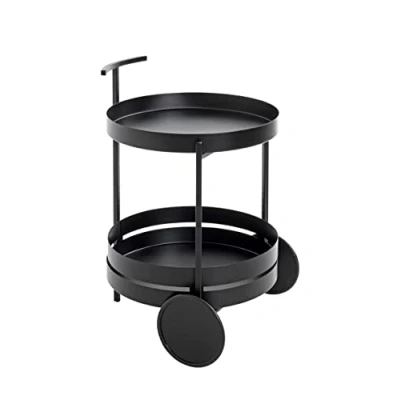 Afbeelding van HAKU Möbel serveerwagen zwart, metaal Afmetingen: H 62 cm x Ø 42 cm, stijl: modern