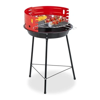 Afbeelding van houtskoolbarbecue driepoot Ø 30 cm verstelbaar rooster windvanger