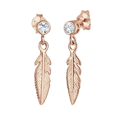 Afbeelding van Elli Dames Oorbellen Oor Hanger Veer Boho met Kristal in 925 Sterling Zilver