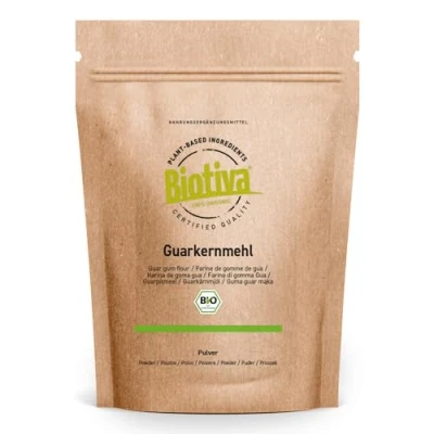 Afbeelding van Biotiva Bio guar gum, 500 g, bonen, 100% natuurlijk, veganistisch bindmiddel en gelatinevervanging, gecertificeerd verpakt in Duitsland
