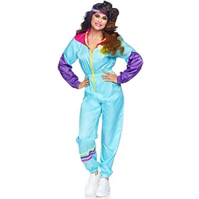 Afbeelding van Leg Avenue Totally Awesome 80s Ski Suit Volwassen Size Kostuum Dames Blauw, M L