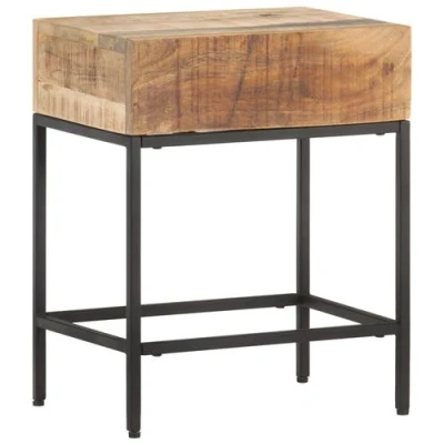 Afbeelding van Bijzettafel 40x30x50 cm massief ruw mangohout