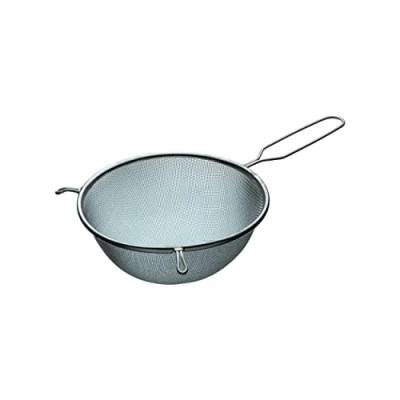 Afbeelding van KitchenCraft Grote zeef met handvat, 20 cm, vertind metaal, voor bakken en koken, zilver