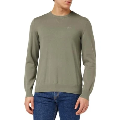 Afbeelding van Levi&#039;s heren Fijngebreide pullover met logoborduring in de kleur Olijfgroen, maat: M