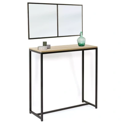 Afbeelding van Lot console DETROIT avec miroir 2 bandes design industriel
