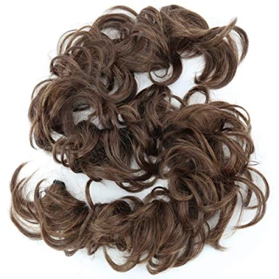 Afbeelding van PRETTYSHOP XXL Haarstukje Haarwokkel Opgestoken Volumineus Gekruld Knoet Bruin Mix HW3